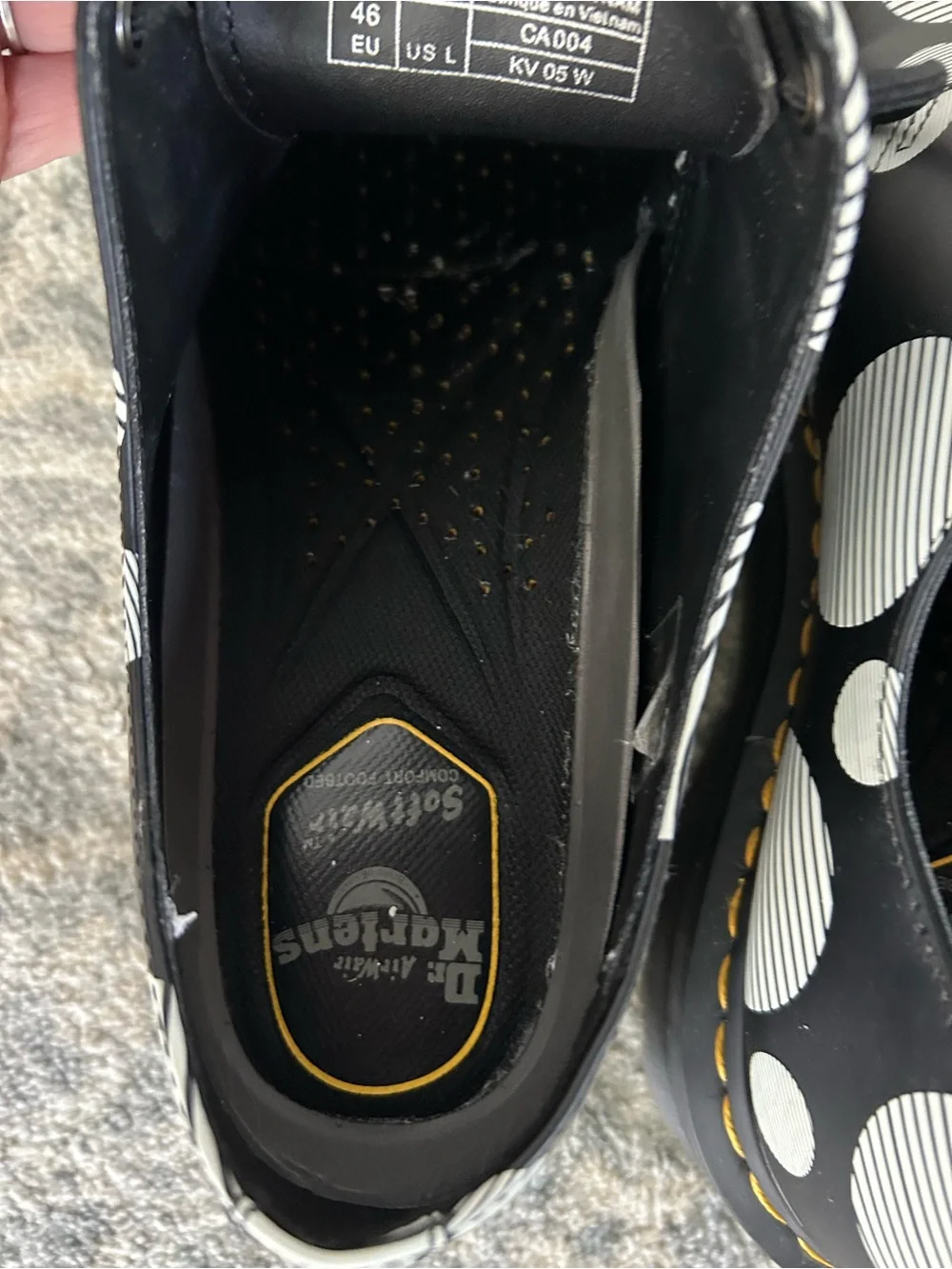 Doc Marten platform black and white polka dot shoes size 12
